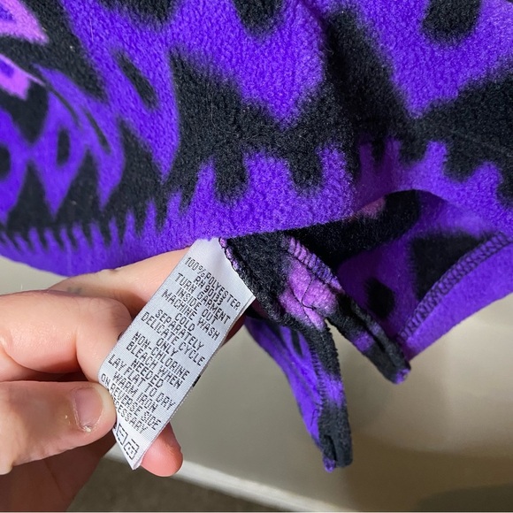 Bob Mackie Wearable Art Purple Fleece Aztec Style Quarter Zip Sweater Size XL - Picture 7 of 8
